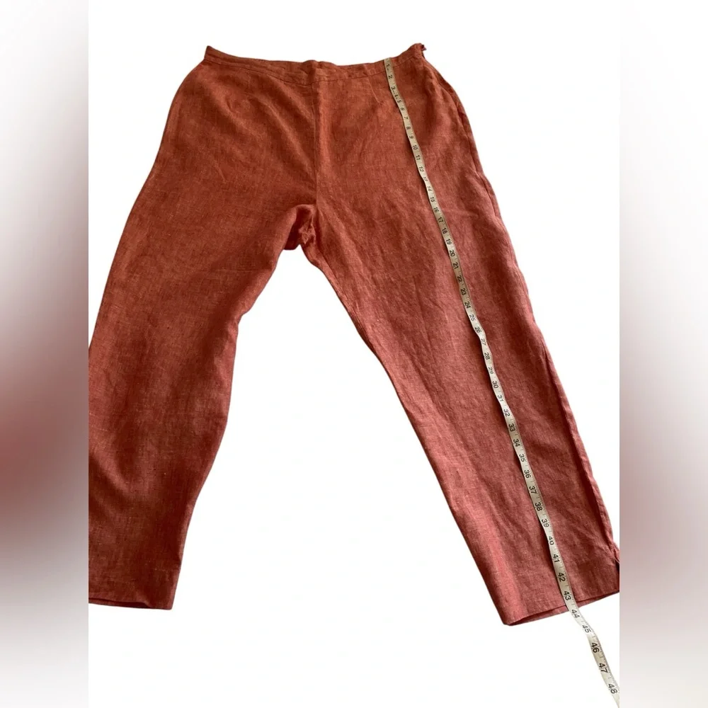 100%‎ Linen Cropped Pants Coral Women’s 1X Plus Size Janine Dray